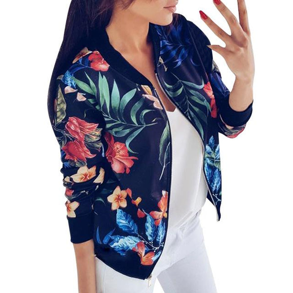 Floral Print Bomber Jacket