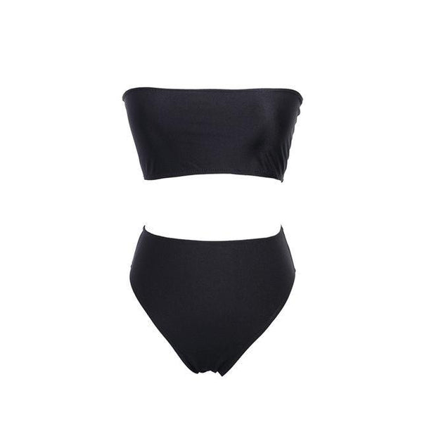 Bandeau High Waist Strapless Bikini Set