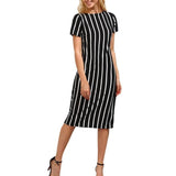 Striped Knee Length Dress