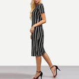 Striped Knee Length Dress