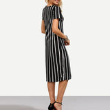 Striped Knee Length Dress